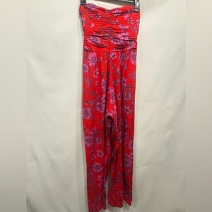 B.O.G Collective Strapless Floral Smocked Top Jumpsuit size Small